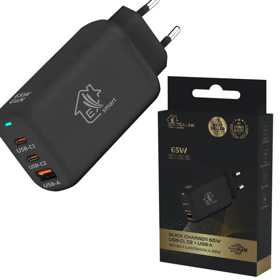 Ładowarka sieciowa EXTRALINK Smart Life GaN Charger, 65 W