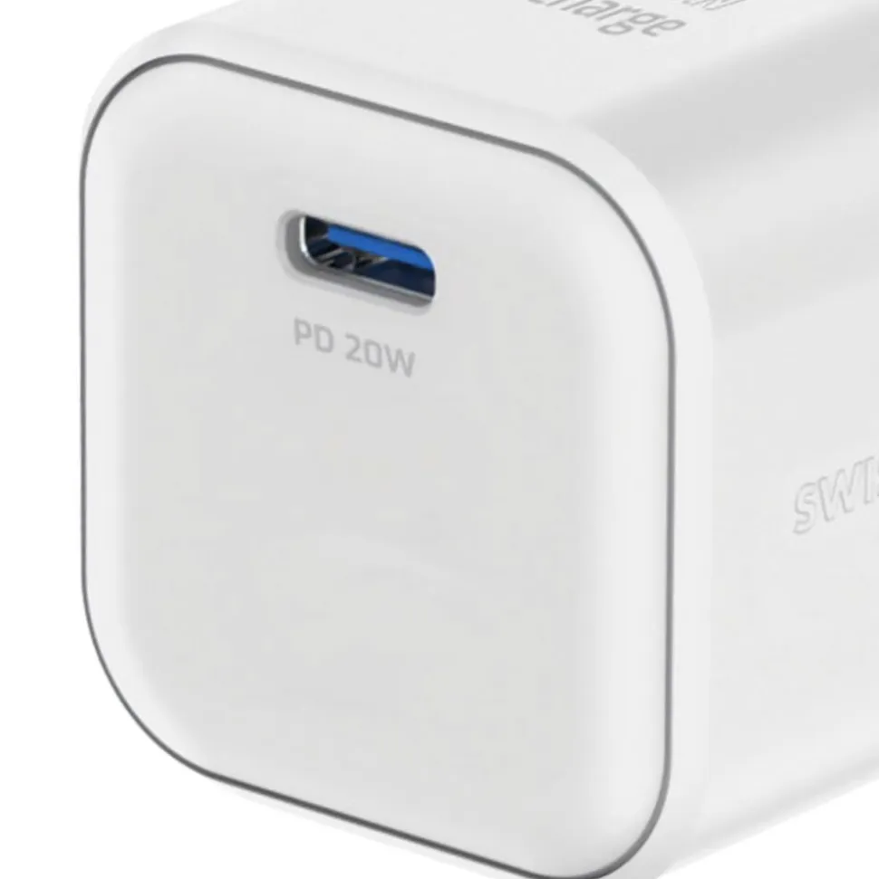 Ładowarka sieciowa Swissten GaN, USB-C PD, 20 W, biała