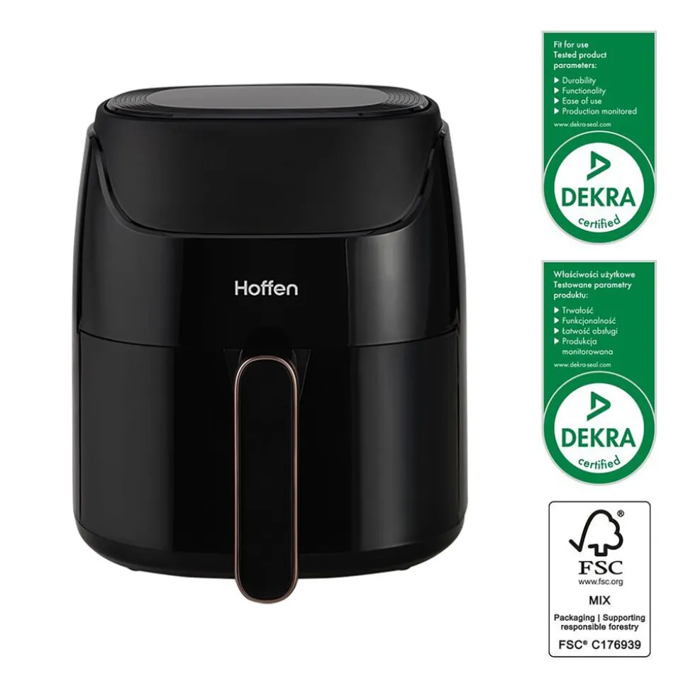 Air Fryer Frytkownica beztłuszczowa Hoffen, 1400 W, 3,8 l, czarna