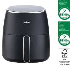 Air Fryer Frytkownica beztłuszczowa Hoffen, 1500 W, 5 l, czarna matowa