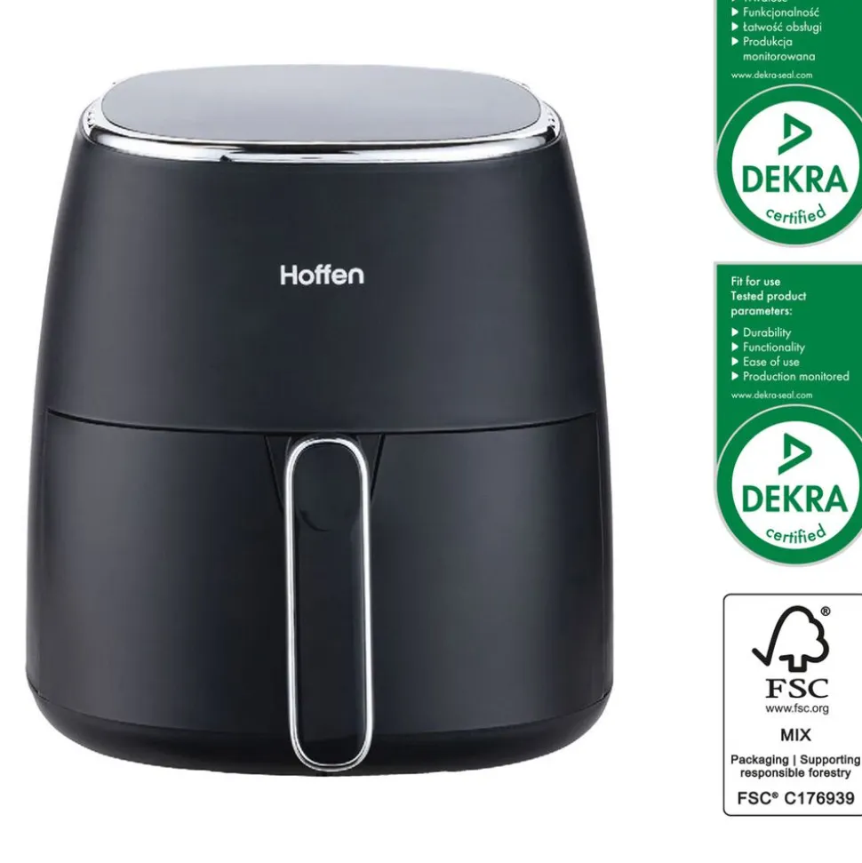 Air Fryer Frytkownica beztłuszczowa Hoffen, 1500 W, 5 l, czarna matowa
