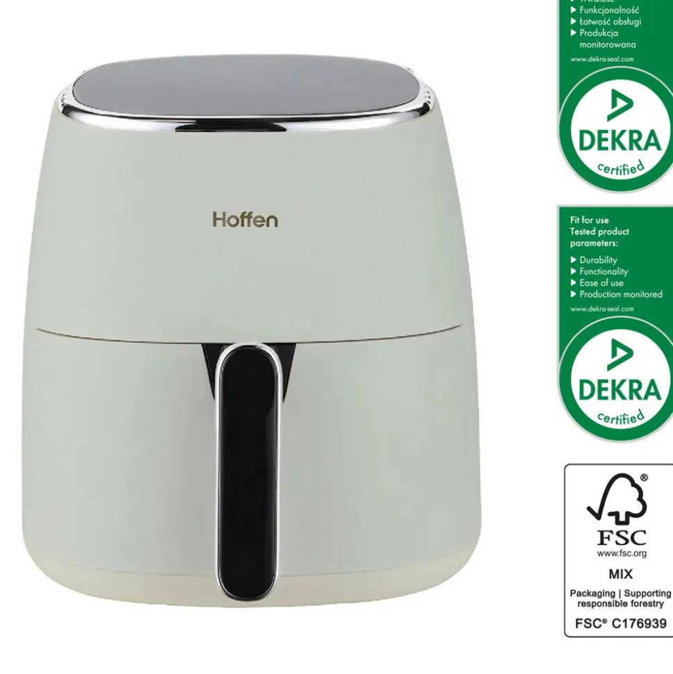 Air Fryer Frytkownica beztłuszczowa Hoffen, 1500 W, 5 l, kremowa matowa