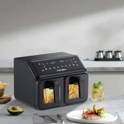 Air Fryer Frytkownica dwukomorowa z okienkiem KaringBee, 2200 W, 2 x 4 l, czarna