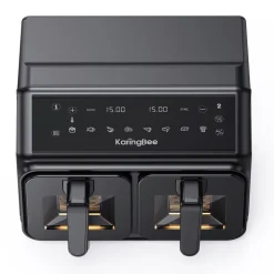 Air Fryer Frytkownica dwukomorowa z okienkiem KaringBee, 2200 W, 2 x 4 l, czarna