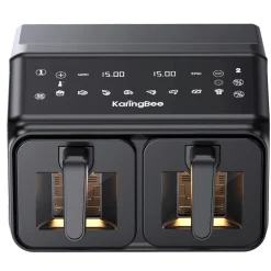 Air Fryer Frytkownica dwukomorowa z okienkiem KaringBee, 2200 W, 2 x 4 l, czarna
