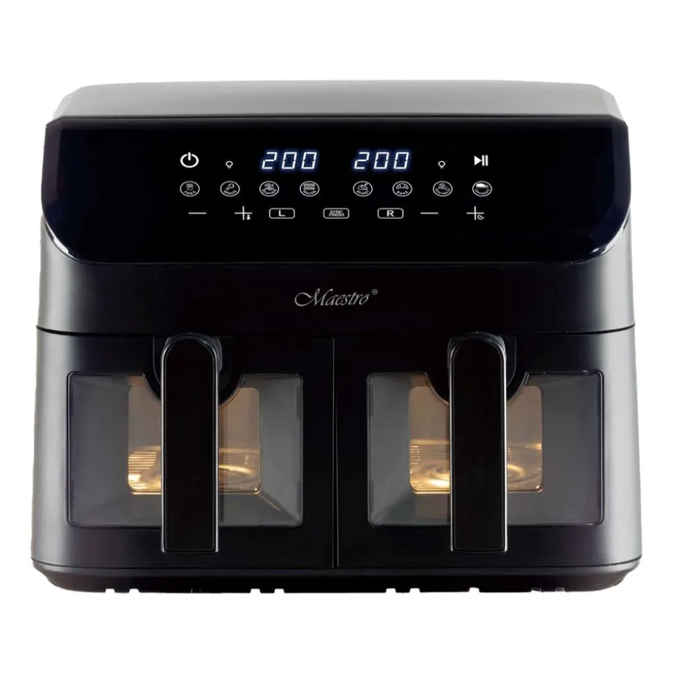 Air Fryer Frytownica beztłuszczowa z okienkiem Maestro MR-758, 2000 W, 2 x 4,5 l, czarna
