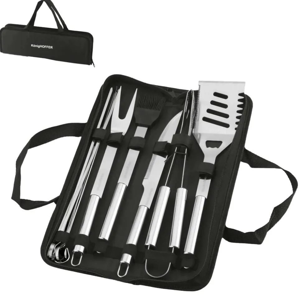 Akcesoria do grilla Konighoffer BBQ Chef, 12 elementów, w etui, stal nierdzewna