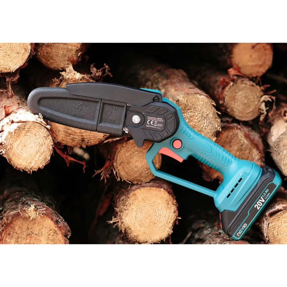 Akumulatorowa piła łańcuchowa NeviQ L04302 6”, 20 V, 2 x akumulator, ładowarka