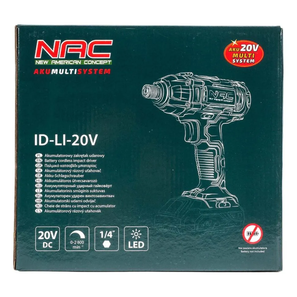 Akumulatorowa zakrętarka udarowa NAC ID-LI-20V, 20 V