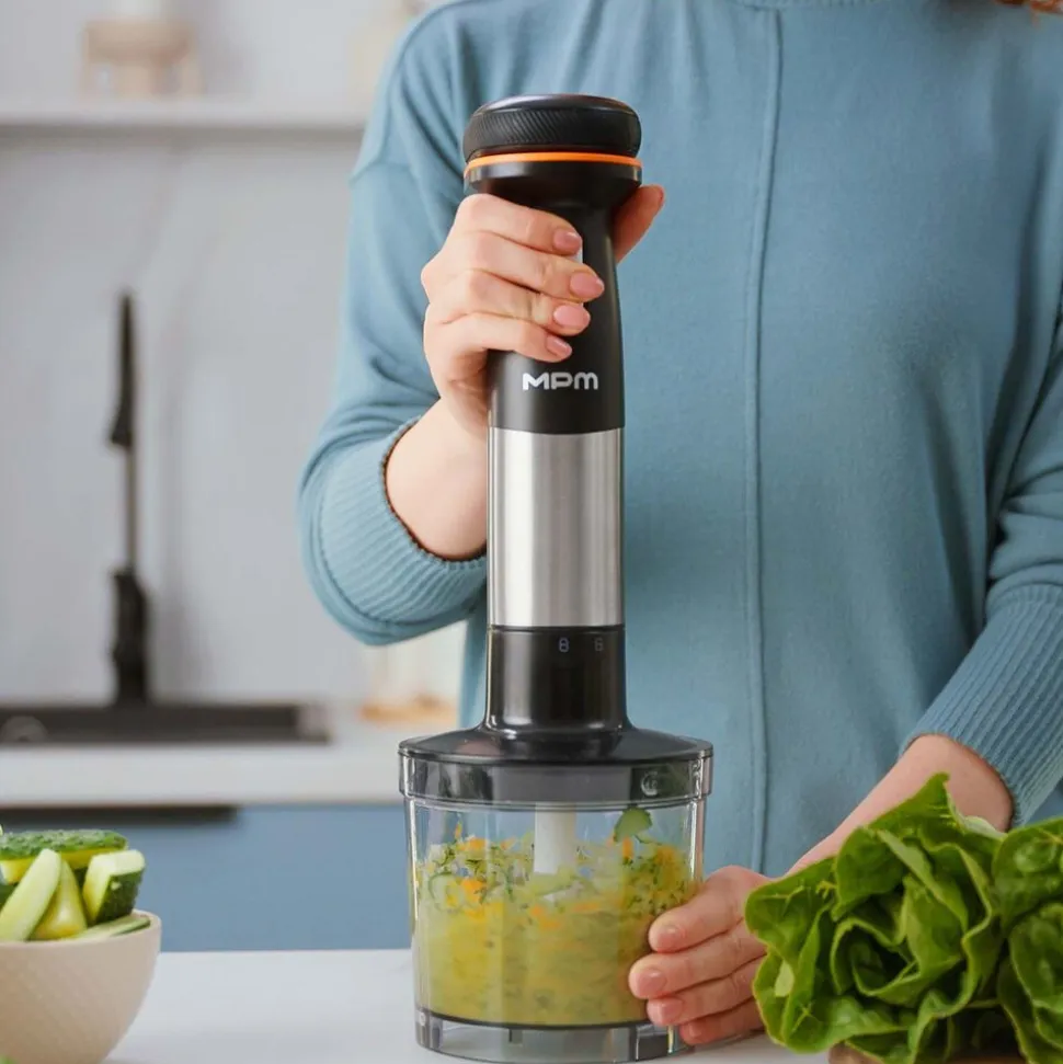 Akumulatorowy blender ręczny MPM GoFree CMBL-01, czarno-srebrny