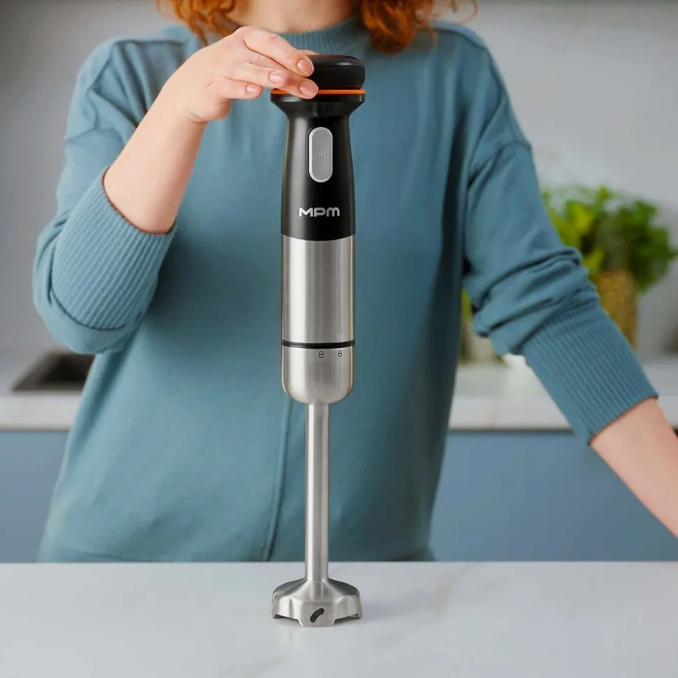 Akumulatorowy blender ręczny MPM GoFree CMBL-01, czarno-srebrny