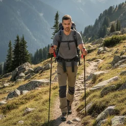 Aluminiowe kije trekkingowe HiMountain, 66-135 cm, czarno-czerwone