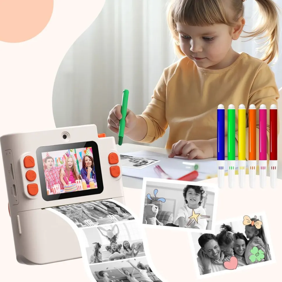 Aparat natychmiastowy dla dzieci Leting H600, z drukarką, kremowy