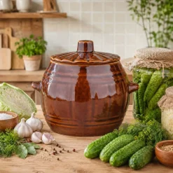 Beczka z kamionki Krystynka, 1 l, z pokrywką