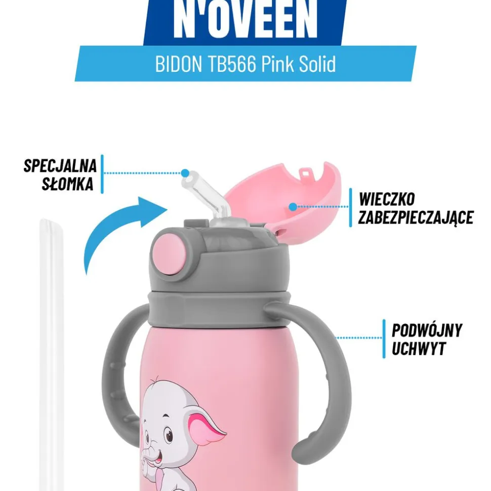 Bidon NOVEEN TB566 Pink Solid 300 ml, różowy