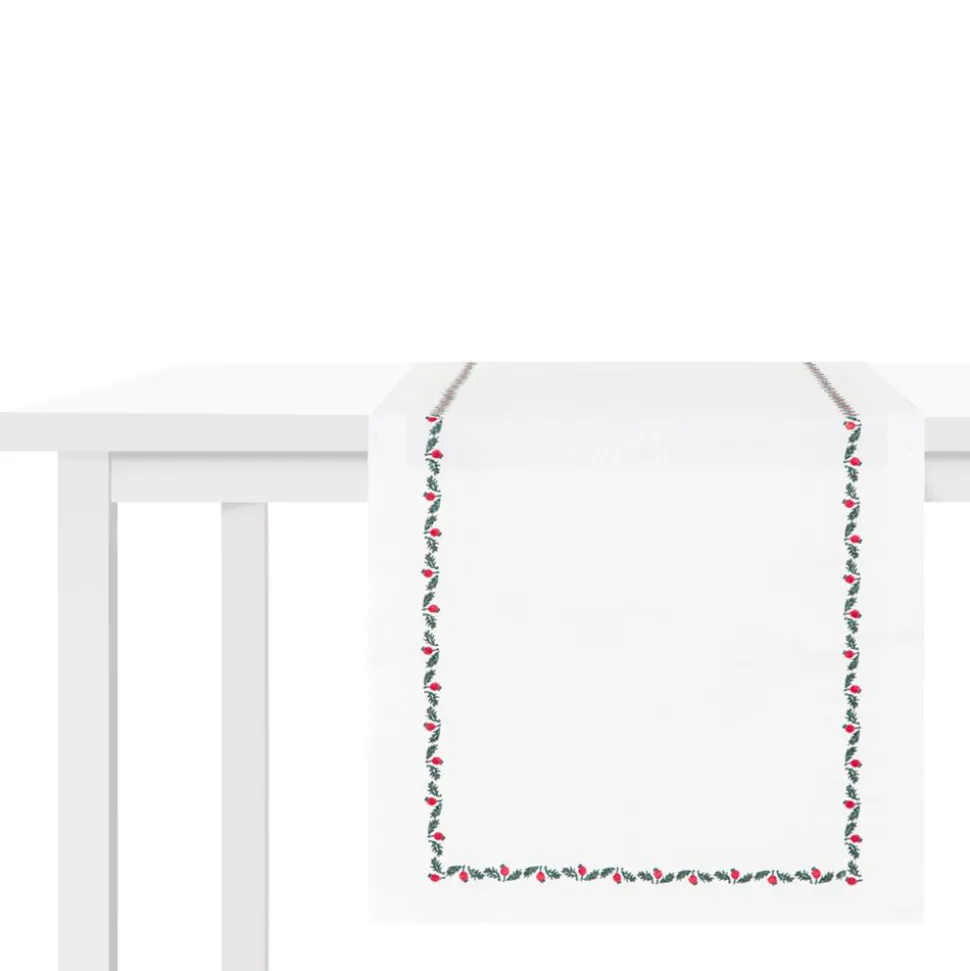 Bieżnik Ilex, biały, z lamówką, 40 x 160 cm
