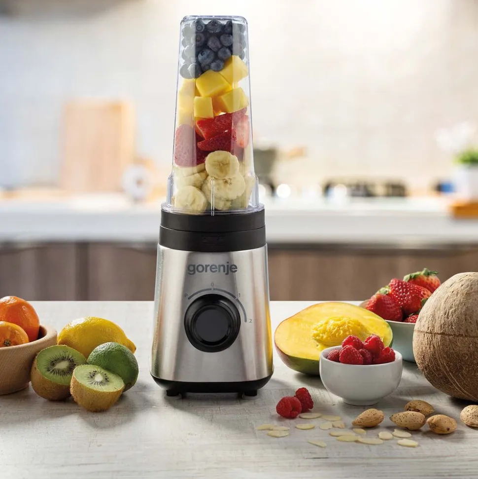 Blender fitness Gorenje BSM600E, 320 W, bidon 600 ml, srebrny