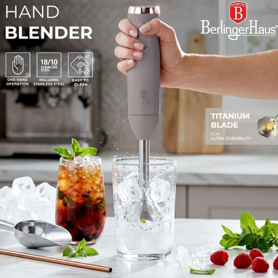 Blender ręczny BerlingerHaus BH/9612, 800 W, funkcja Turbo, taupe
