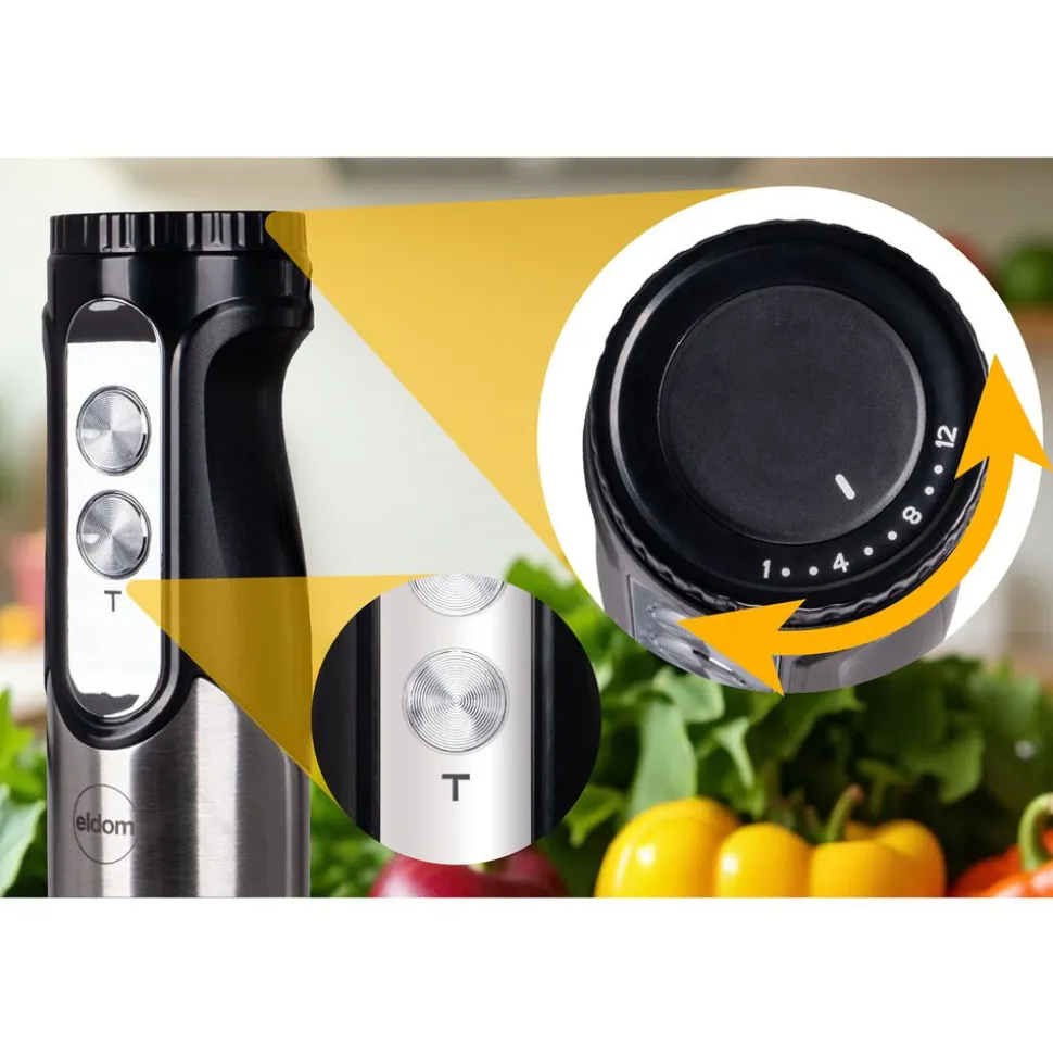 Blender ręczny 3 w 1 Eldom BL250, z akcesoriami, 800-1200 W, czarny