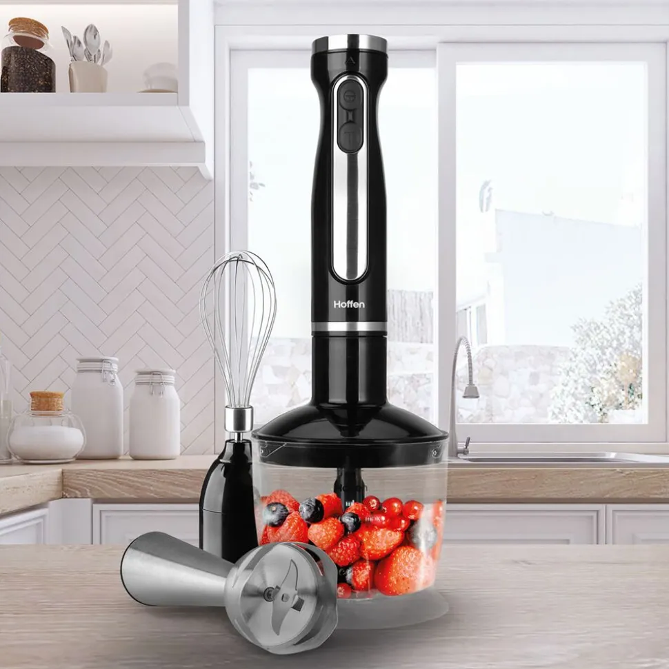 Blender ręczny 3 w 1 Hoffen, z akcesoriami, 1200 W, czarny