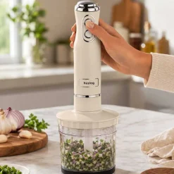 Blender ręczny 4 w 1 Huslog QuickBlend, 700 W, 4 końcówki, kremowy