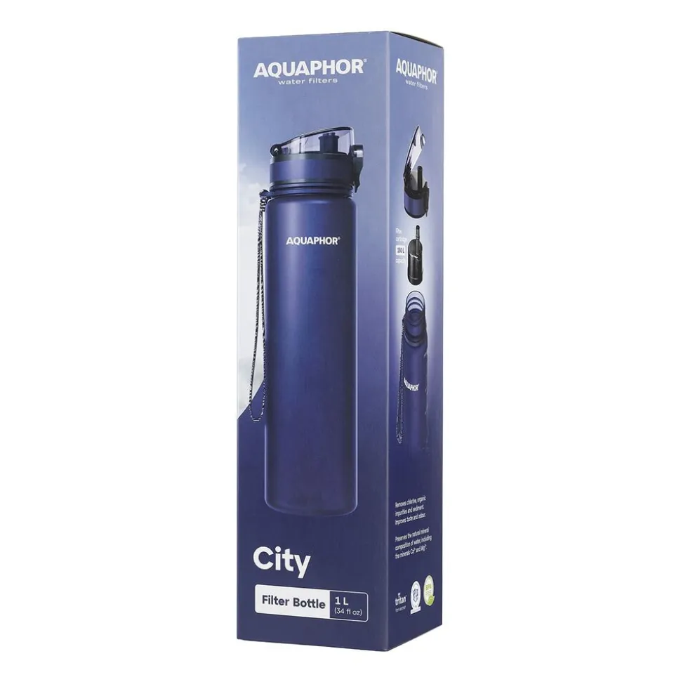 Butelka filtrująca do wody 1 l Aquaphor City, granatowa