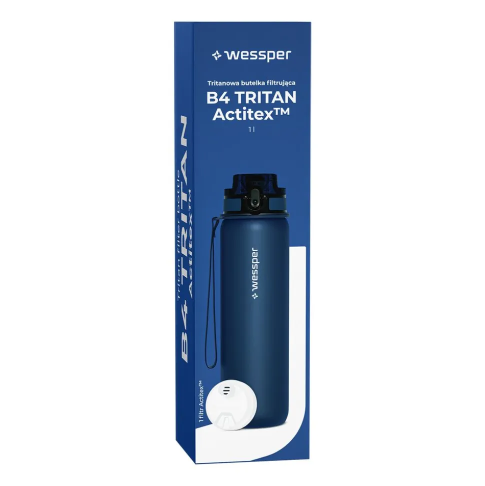 Butelka filtrująca 1 l Wessper B4 Tritan Actitex™, niebieska