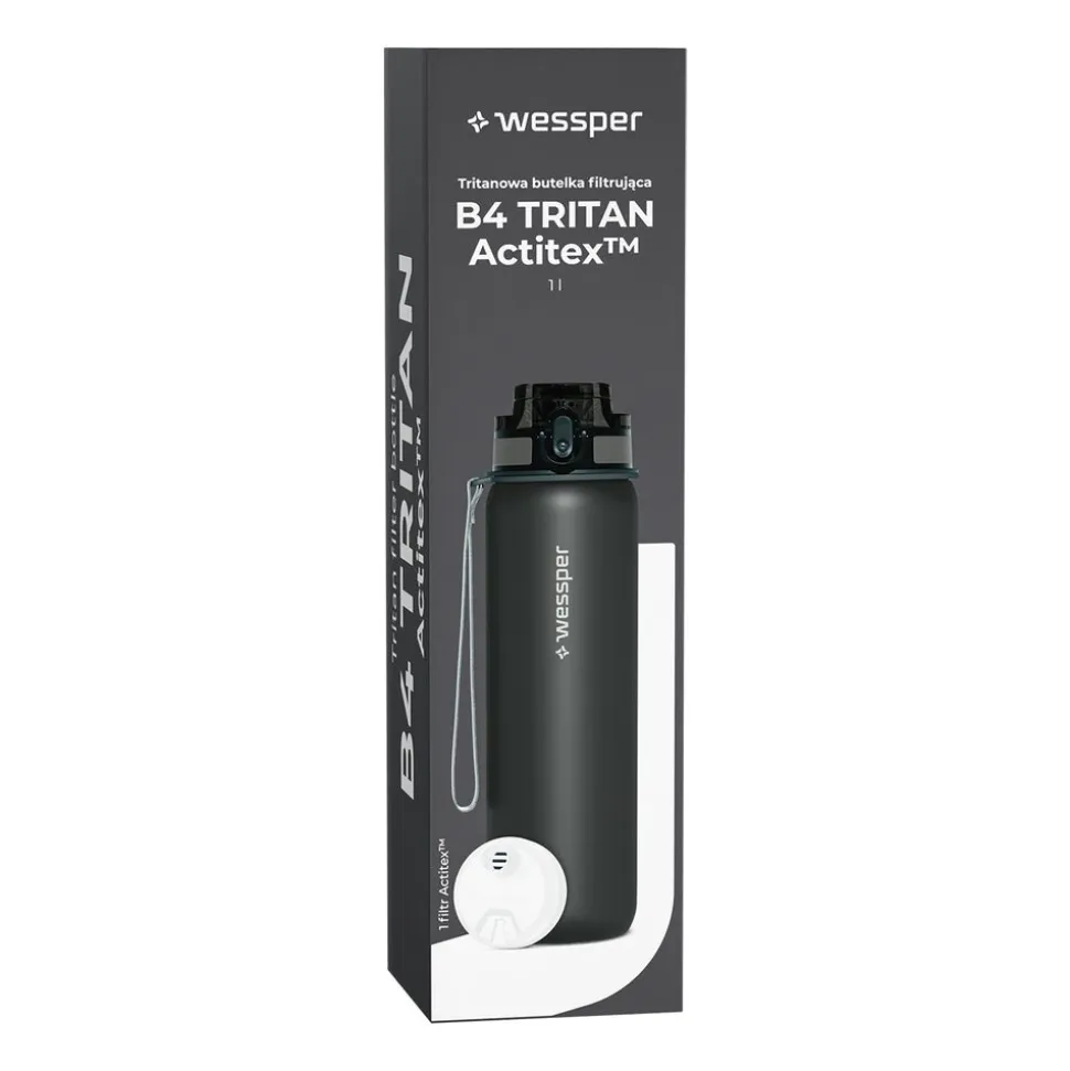 Butelka filtrująca 1 l Wessper B4 Tritan Actitex™, szara