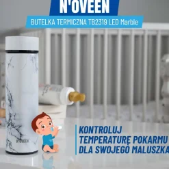 Butelka Termiczna LED NOVEEN TB2319 Marble 450 ml, biała