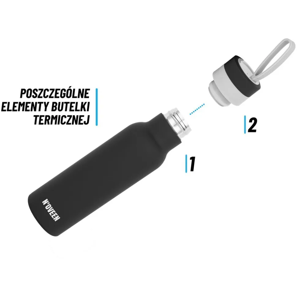 Butelka Termiczna Noveen TB150 Black Satin, 500 ml, czarna