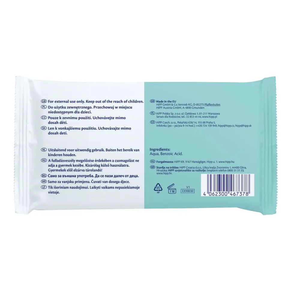 Chusteczki nawilżane HIPP Babysanft Pure Water, od 1 dnia życia, 48 szt.