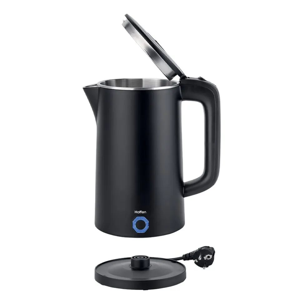 Czajnik elektryczny Hoffen, 1,8 l, 2200 W, podwójne ścianki, czarny