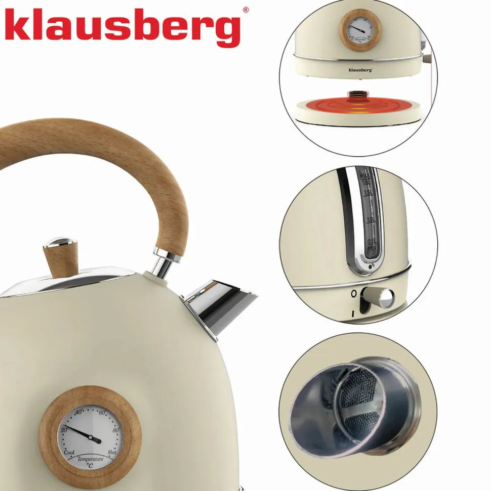 Czajnik elektryczny Klausberg, 1,8 l, 1850-2200 W, z termometrem