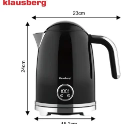 Czajnik elektryczny Klausberg, 1,7 l, 2200 W, z regulacją temperatury, czarny