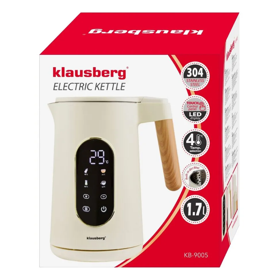Czajnik elektryczny stalowy Klausberg, 1,7 l, 1850-2200 W, z regulacją temperatury