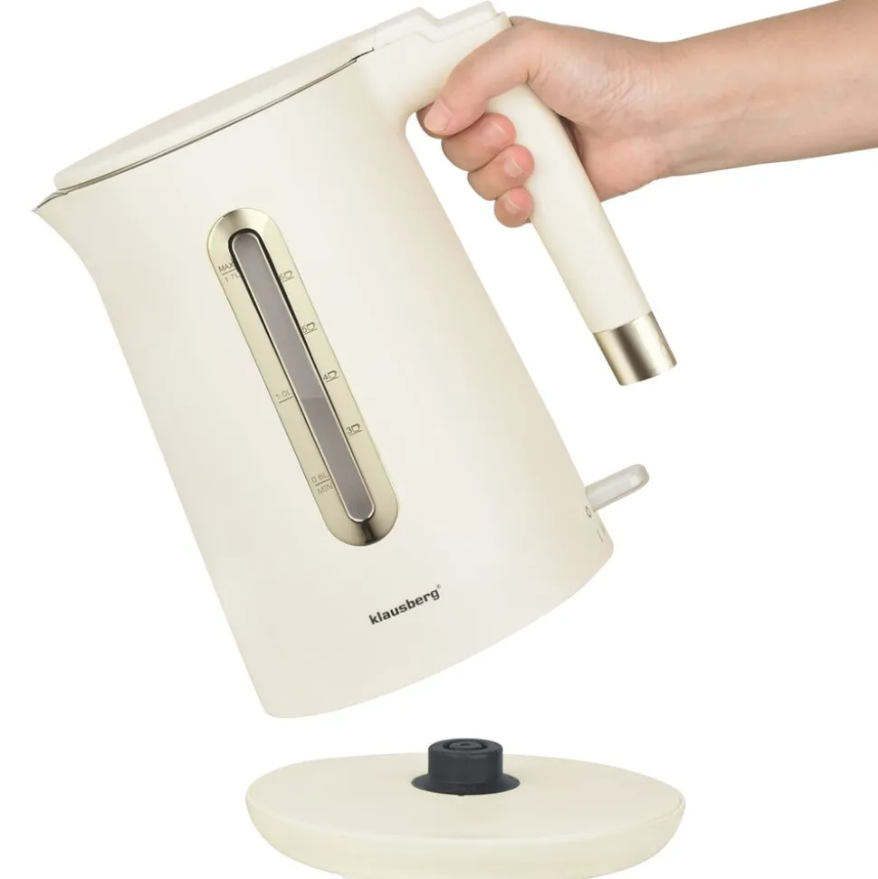 Czajnik elektryczny stalowy Klausberg, 1,7 l, 1500-1800 W, beżowy