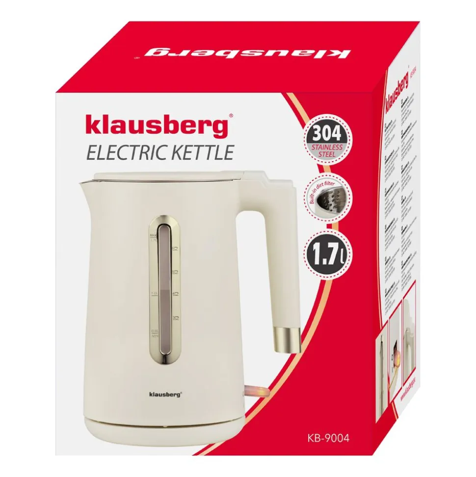 Czajnik elektryczny stalowy Klausberg, 1,7 l, 1500-1800 W, beżowy