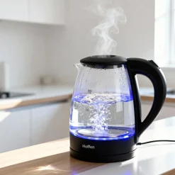 Czajnik elektryczny szklany Hoffen, 1,8 l, 2200 W, czarny
