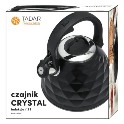 Czajnik z gwizdkiem Tadar Crystal, 3 l, stal nierdzewna, czarny mat