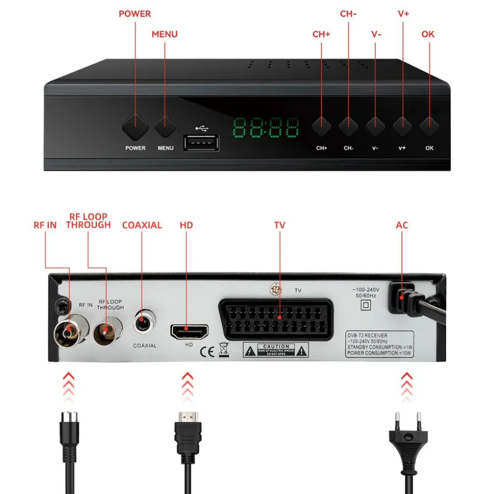 Dekoder telewizji naziemnej HD DVB-T2 HEVC H.265 Extralink