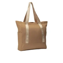 Duża torba materiałowa shopper, beżowa