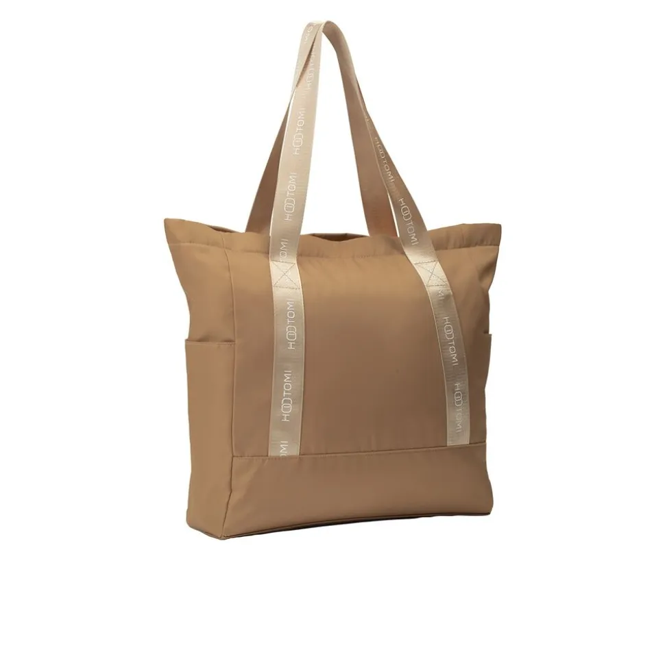 Duża torba materiałowa shopper, beżowa