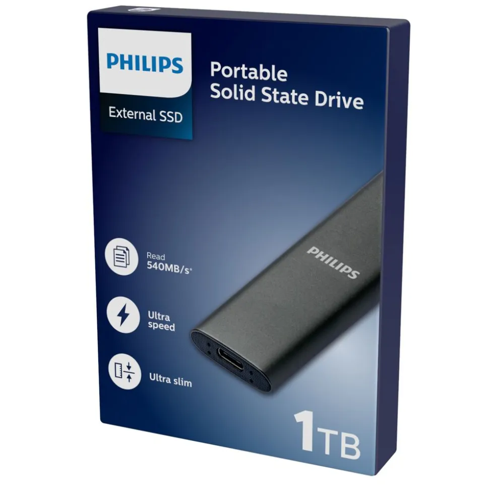 Dysk zewnętrzny SSD Philips Ultra Speed Space Grey 1 TB, szary