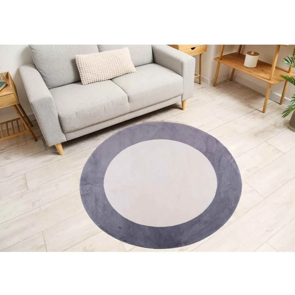 Dywan Maximo Rabbit Premium, koło, 120 cm, ramka, beżowo-antracytowy