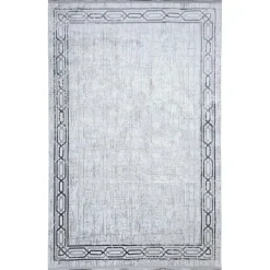 Dywan Multi-Decor Eclipse, 60 x 100 cm, ornament, szary z frędzlami