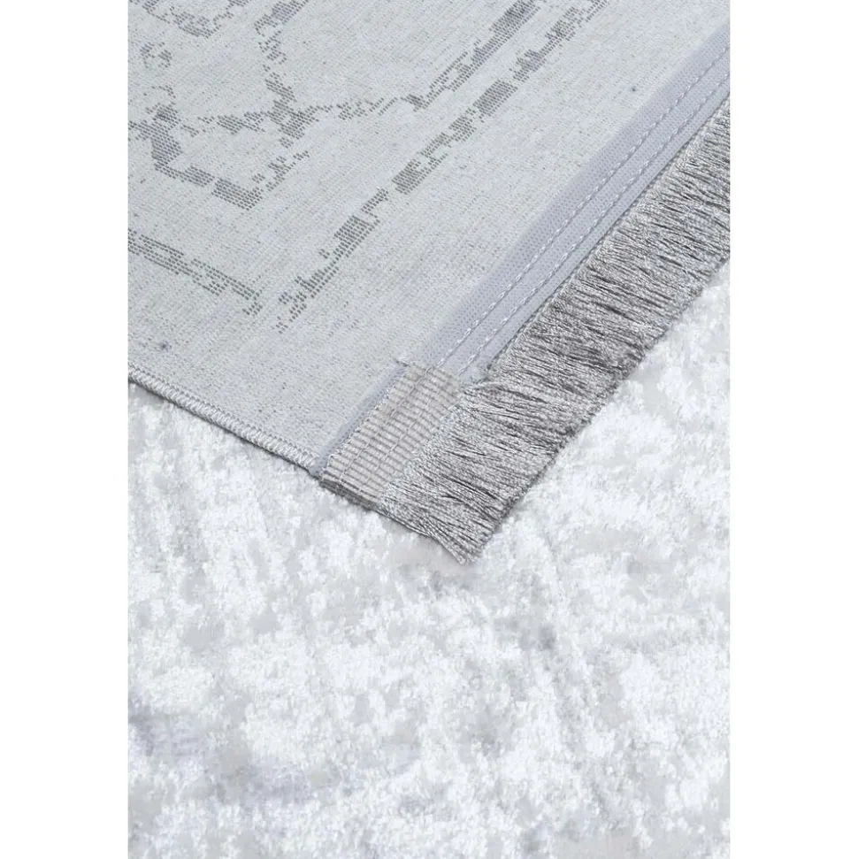 Dywan Multi-Decor Eclipse, 80 x 150 cm, ornament, szary z frędzlami
