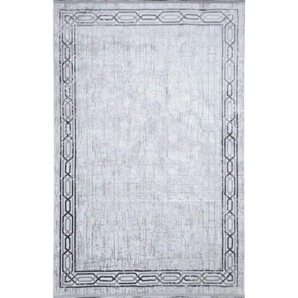Dywan Multi-Decor Eclipse, 80 x 150 cm, ornament, szary z frędzlami