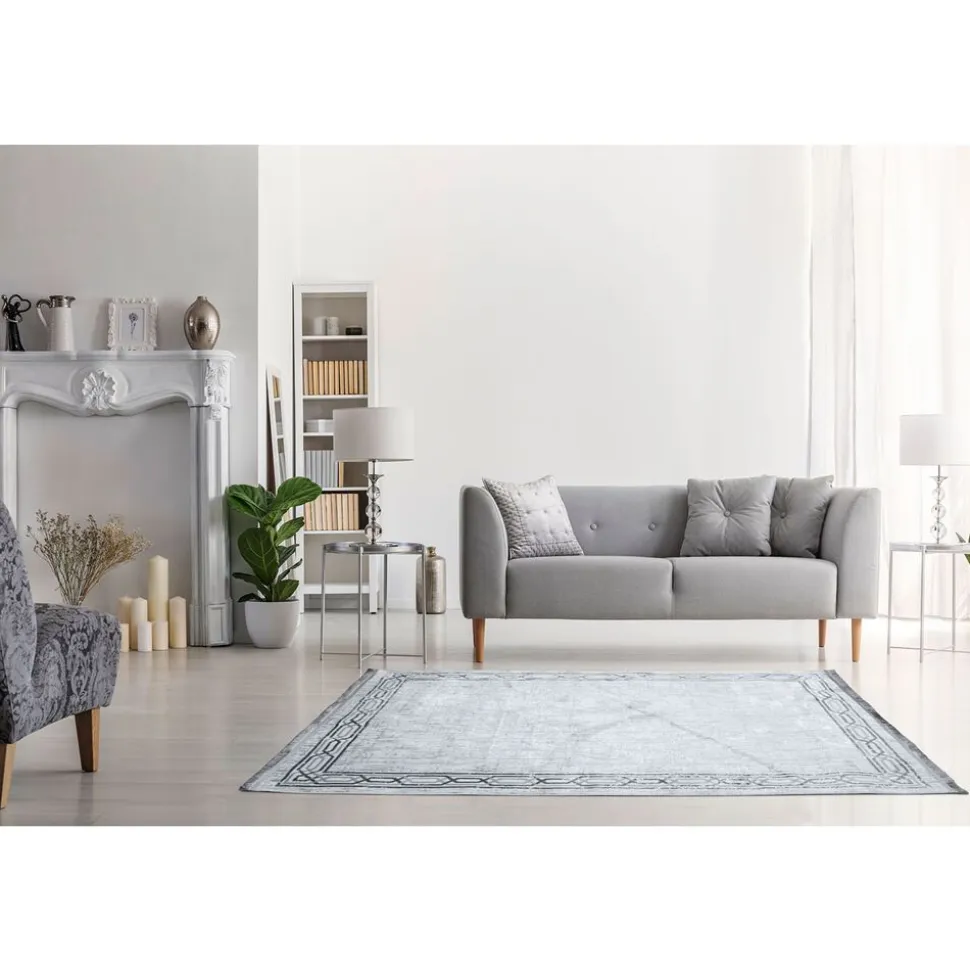 Dywan Multi-Decor Eclipse, 80 x 150 cm, ornament, szary z frędzlami