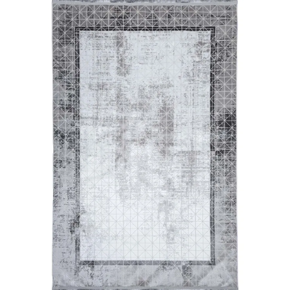 Dywan Multi-Decor Eclipse, 80 x 150 cm, ramka, szary z frędzlami