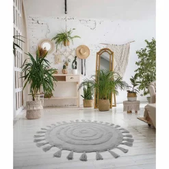 Dywan z frędzlami Multi-decor Bali, koło, 100 cm, szary